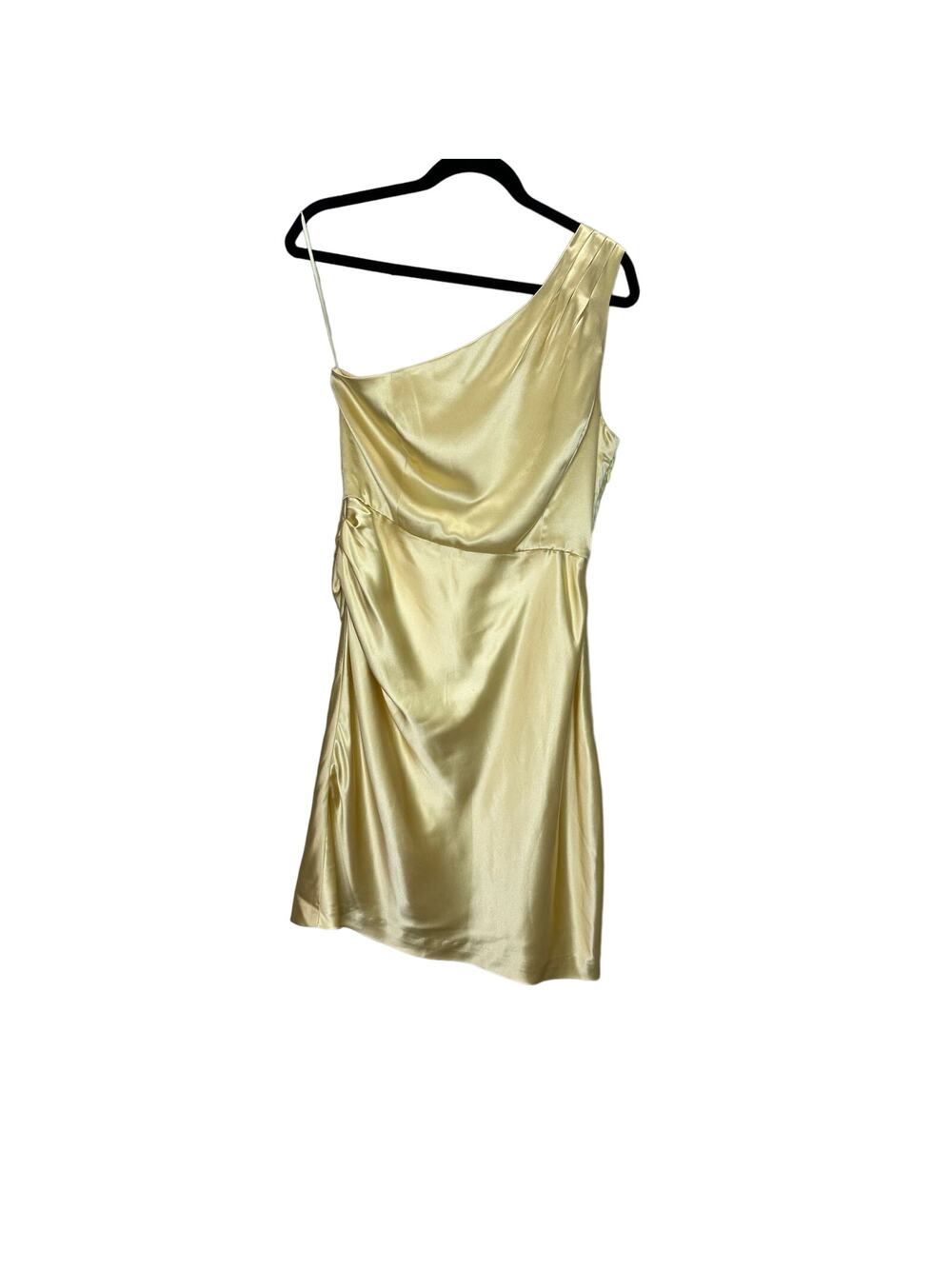 J. Crew NWT 100% Silk One Shoulder Yellow Ruched Dress size 6
